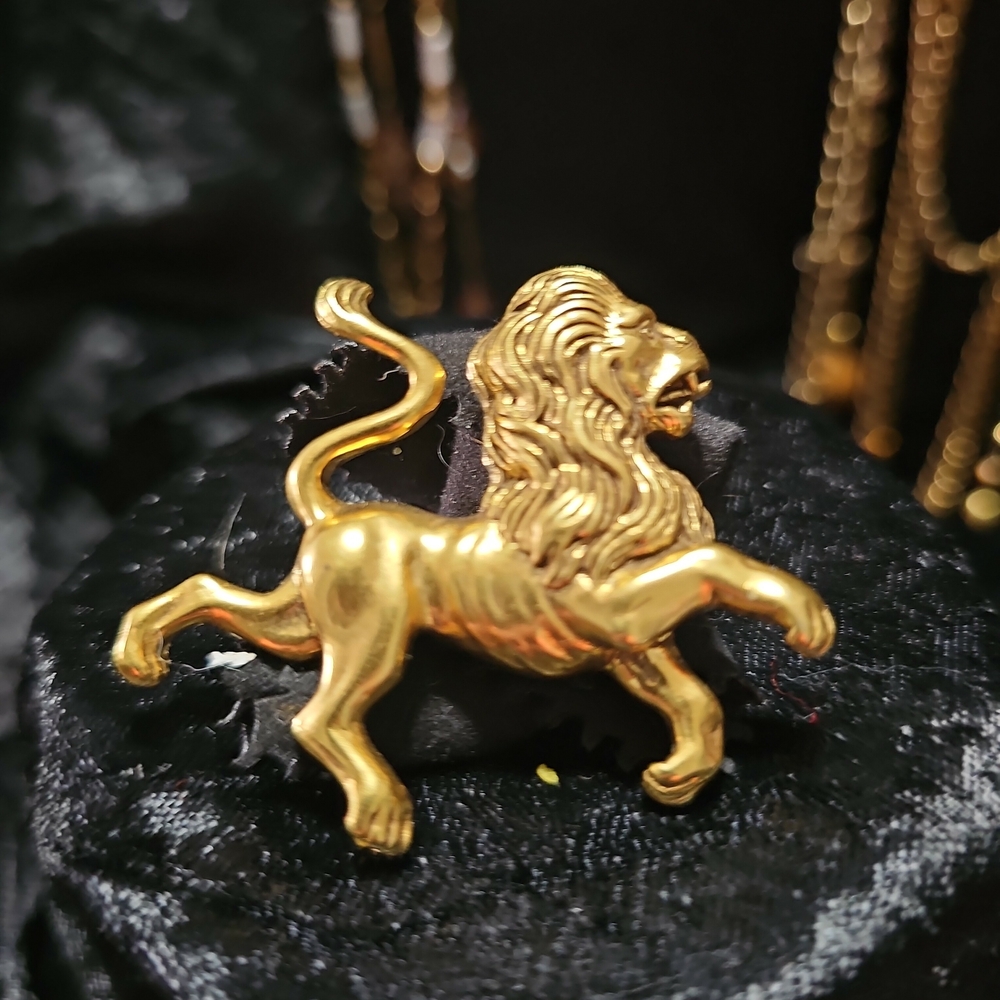 Gold Lion Brooch